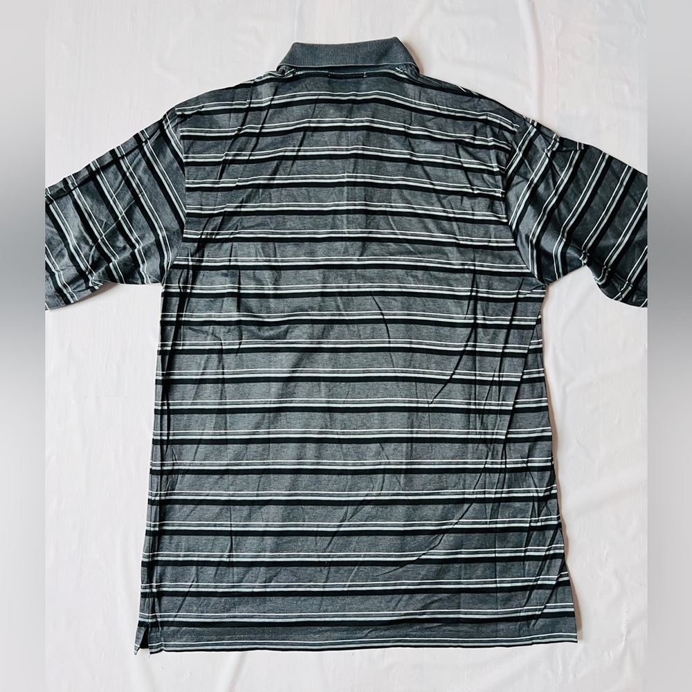 Vintage Lanvin Paris polo shirt striped cotton Grey black quarter Zip logo XXL - Picture 4 of 11